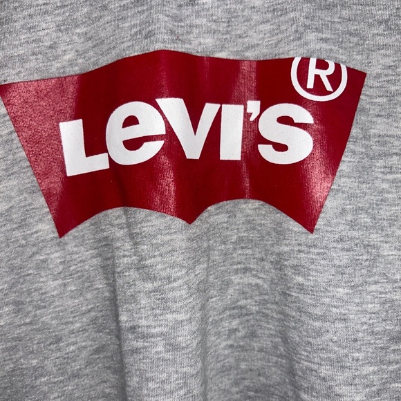 Levis Kids pullover Sweatshirt Light Gray Red Big Logo Size L Large Boys - Picture 3 of 8
